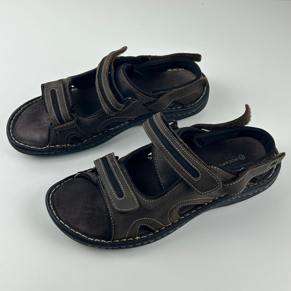 Rockport Mens Comfort Sport Sandals Size 12 Brown Adjustable Straps - Picture 3 of 12